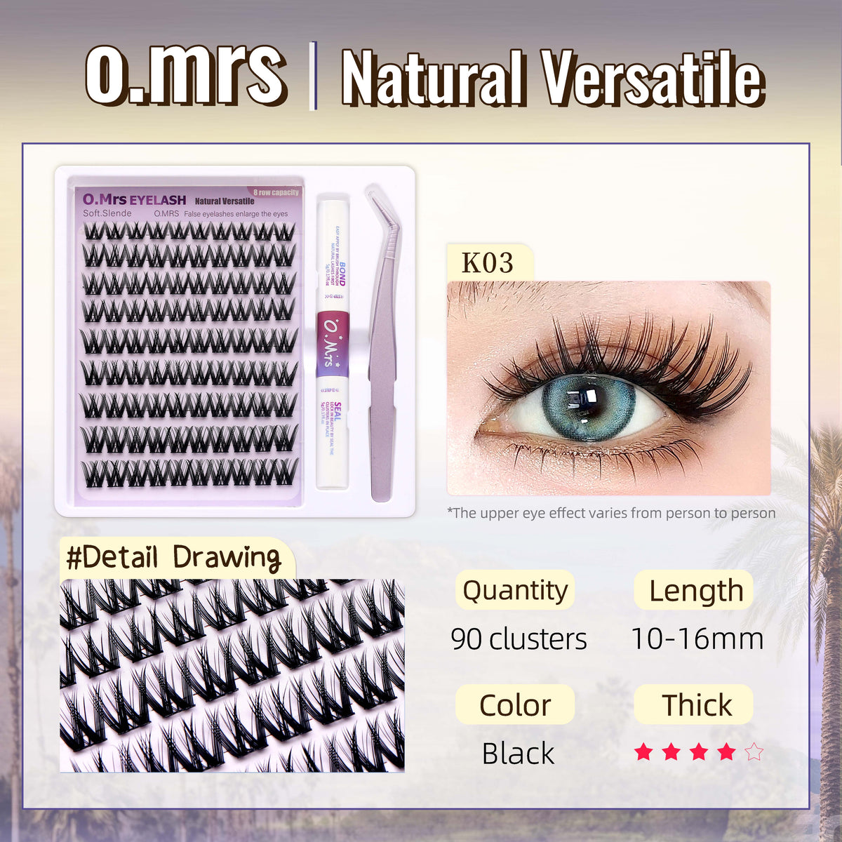 O.Mrs K03 Lash Kit — 90 Clusters, 10–16 mm