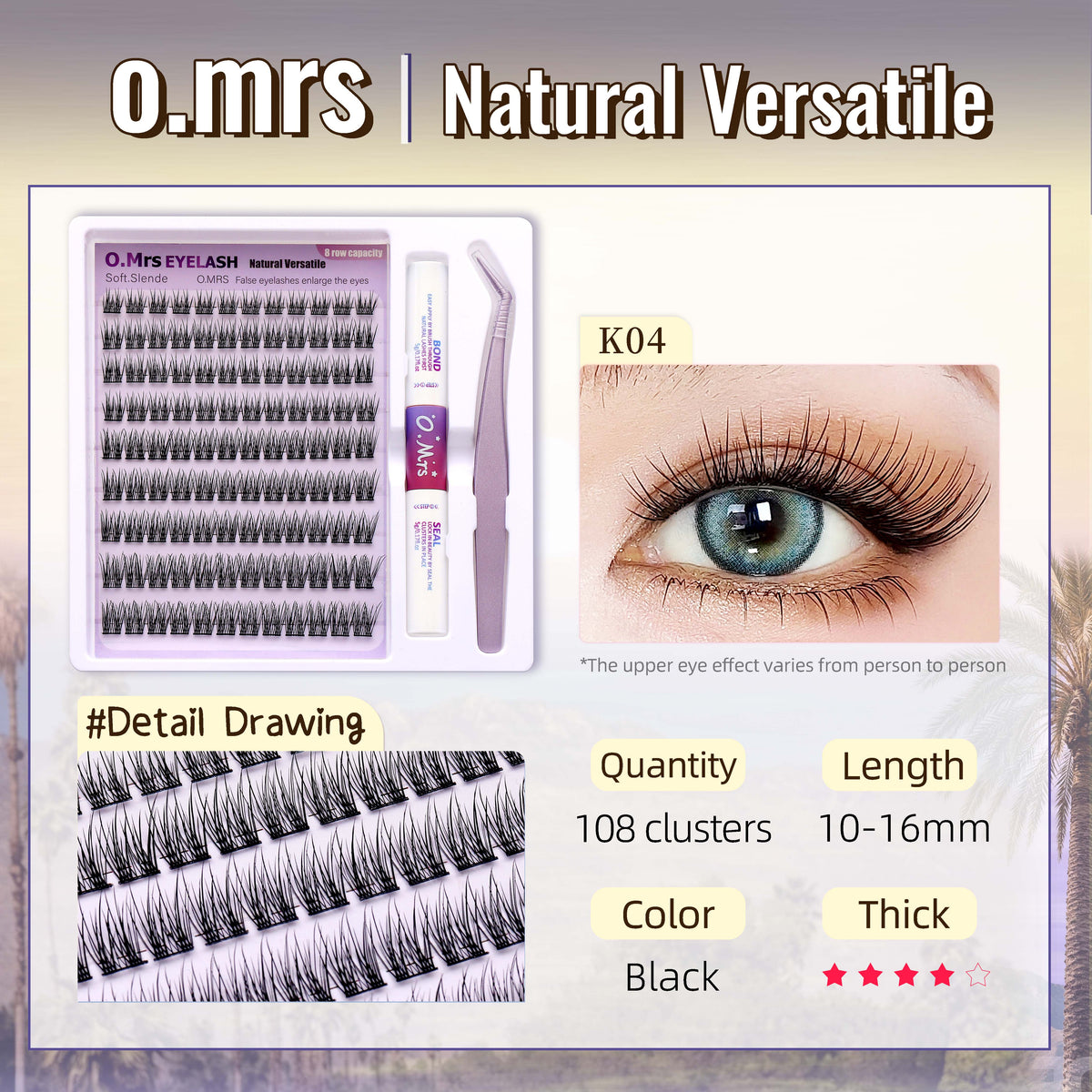 O.Mrs K04 Lash Kit — 108 Clusters, 10–16 mm