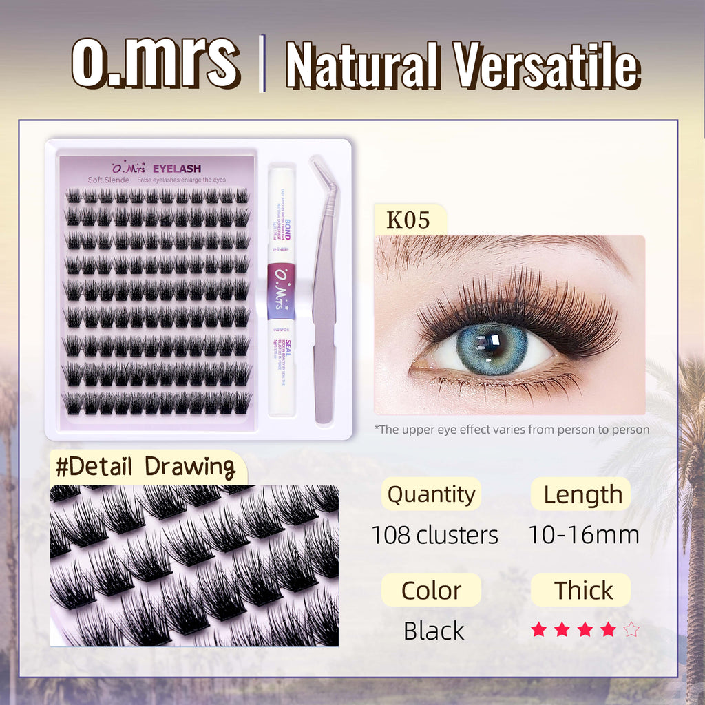 O.Mrs K05 Lash Kit — 108 Clusters, 10–16 mm