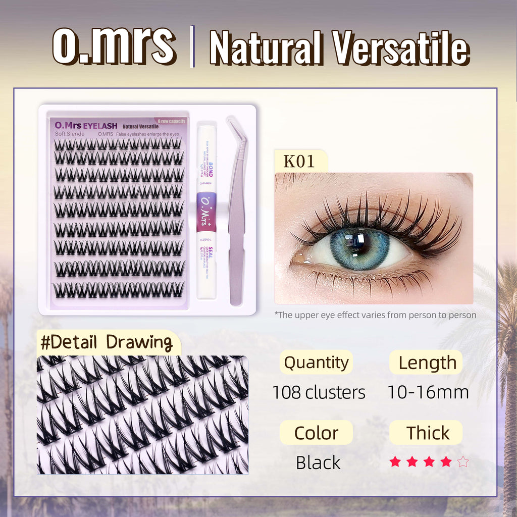 O.Mrs K01 Lash Kit — 108 Clusters, 10–16 mm